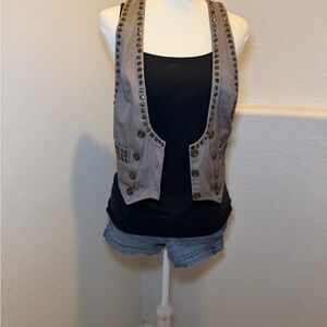 Twenty One Studded Vest Y2K Indie Sleaze Moto Waistcoat Size M